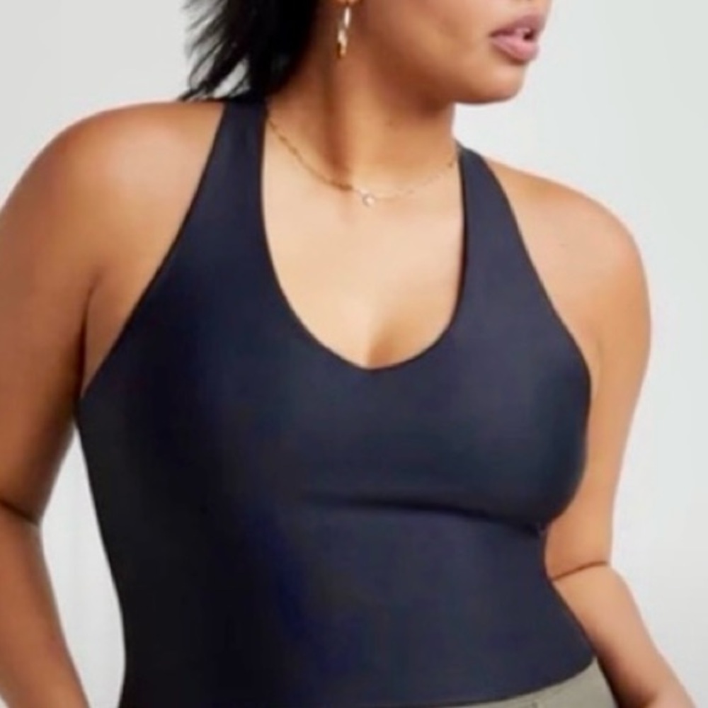 GSTQ Black Racerback Deep V Sports Bra Tank - 2X (NWT)